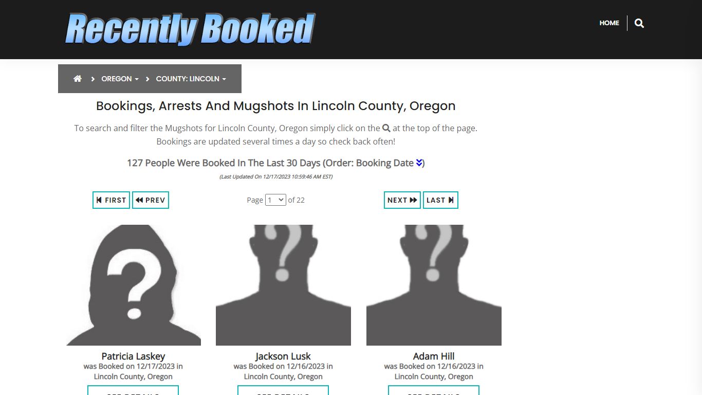 Recent bookings, Arrests, Mugshots in Lincoln County, Oregon