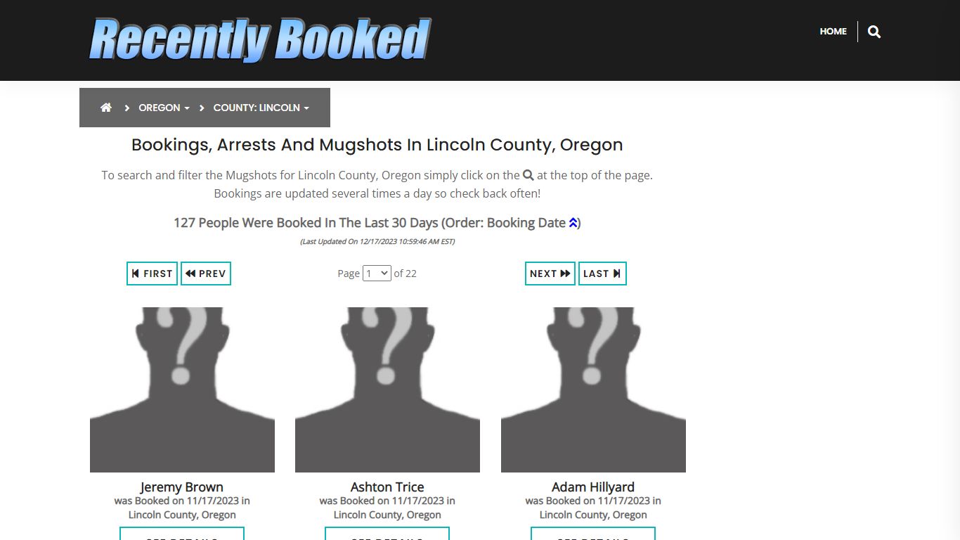 Recent bookings, Arrests, Mugshots in Lincoln County, Oregon